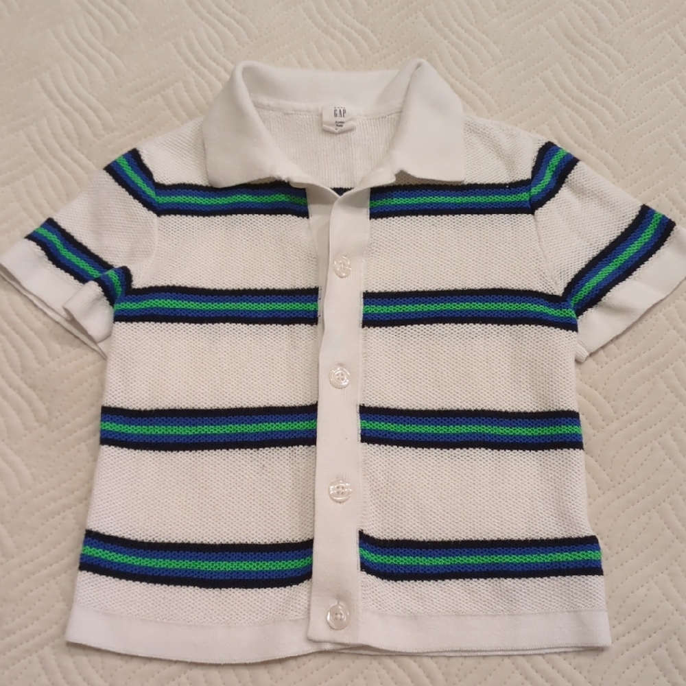 GAP Boys Knit Striped Button Down Shirt
